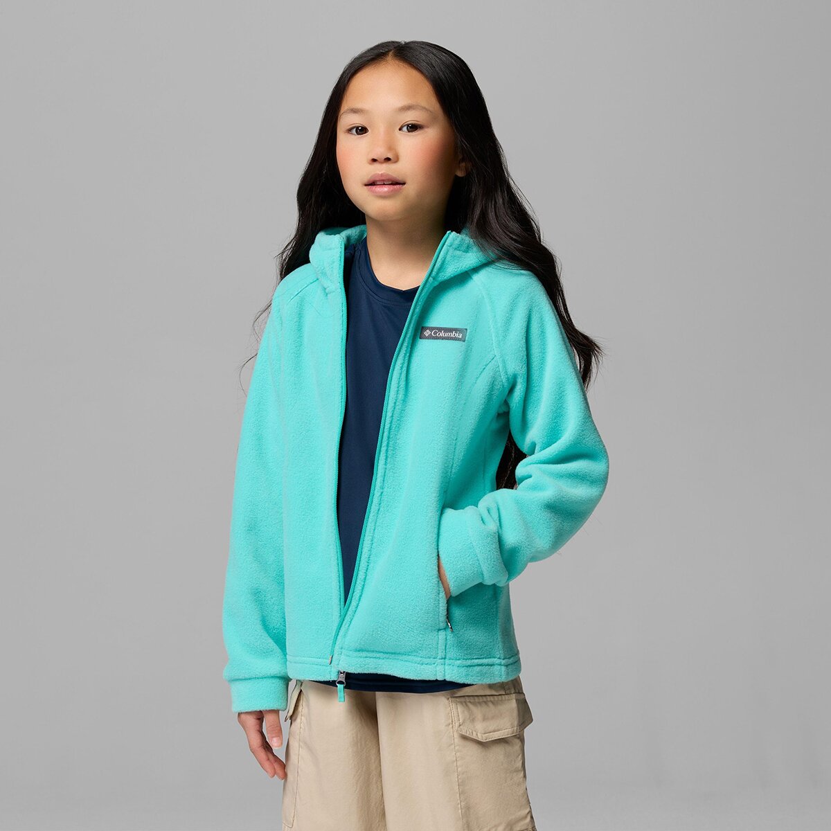 Куртка Columbia Benton II Hooded Fleece Jacket для девочек, цвет: Dolphin — фото 5