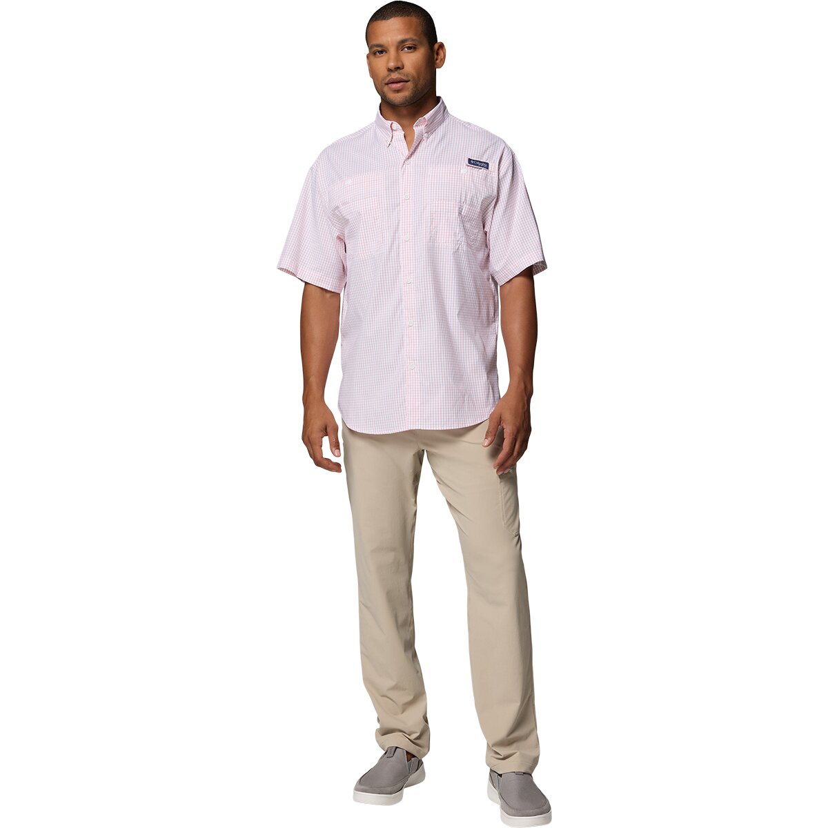 Мужская рубашка Columbia Super Tamiami Shirt - Short-Sleeve, цвет: Разноцветный в мелкую клетку — фото 6