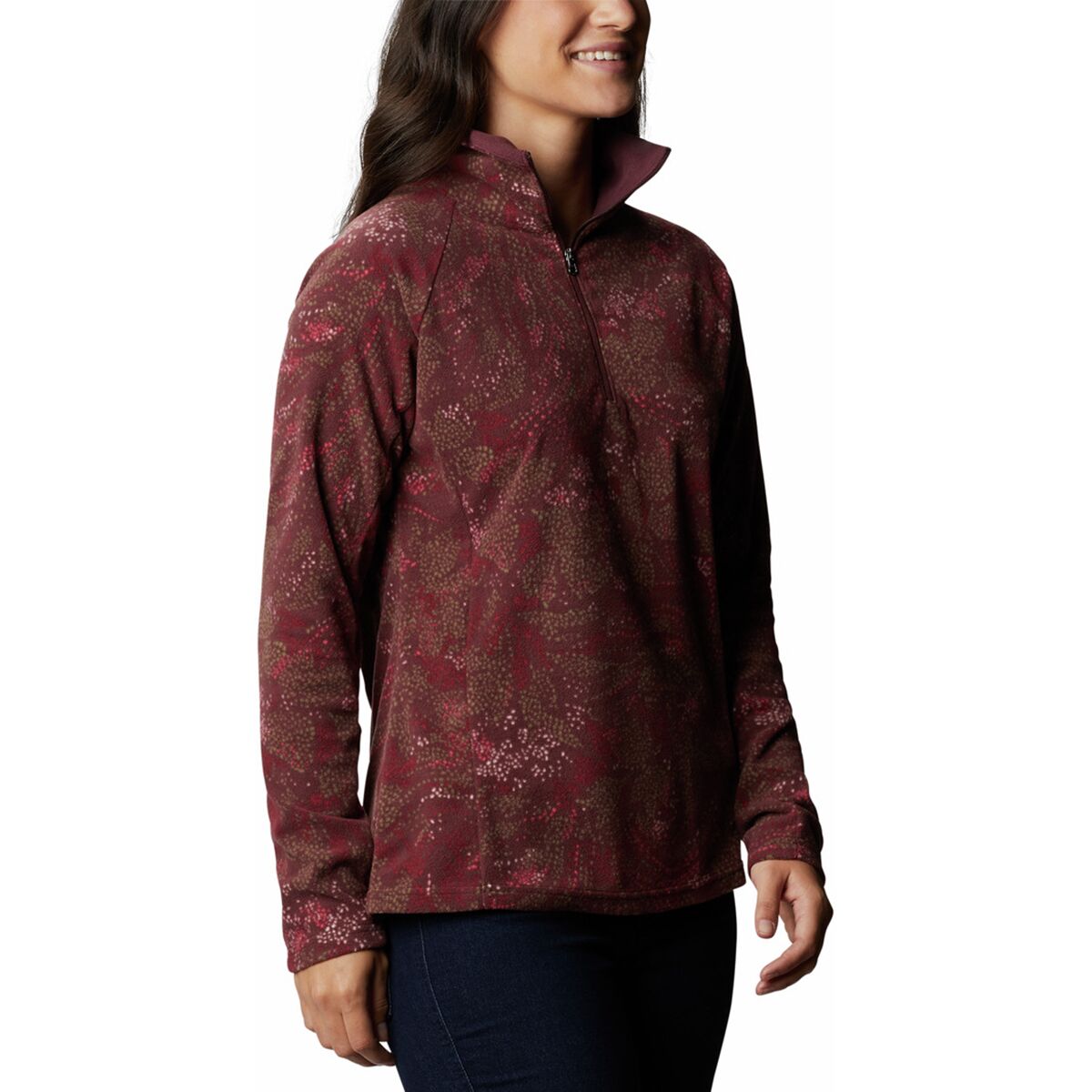 Pull Polaire Columbia Glacial 4 Print 1/2 Zip Femme - Coupe Féminine, Col Montant, Matière Stretch Confortable