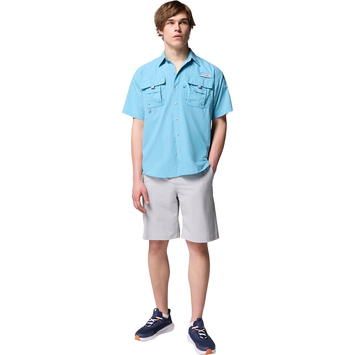 Мужская рубашка Columbia Bahama II Short-Sleeve Shirt, цвет: Винтажный синий — фото 7