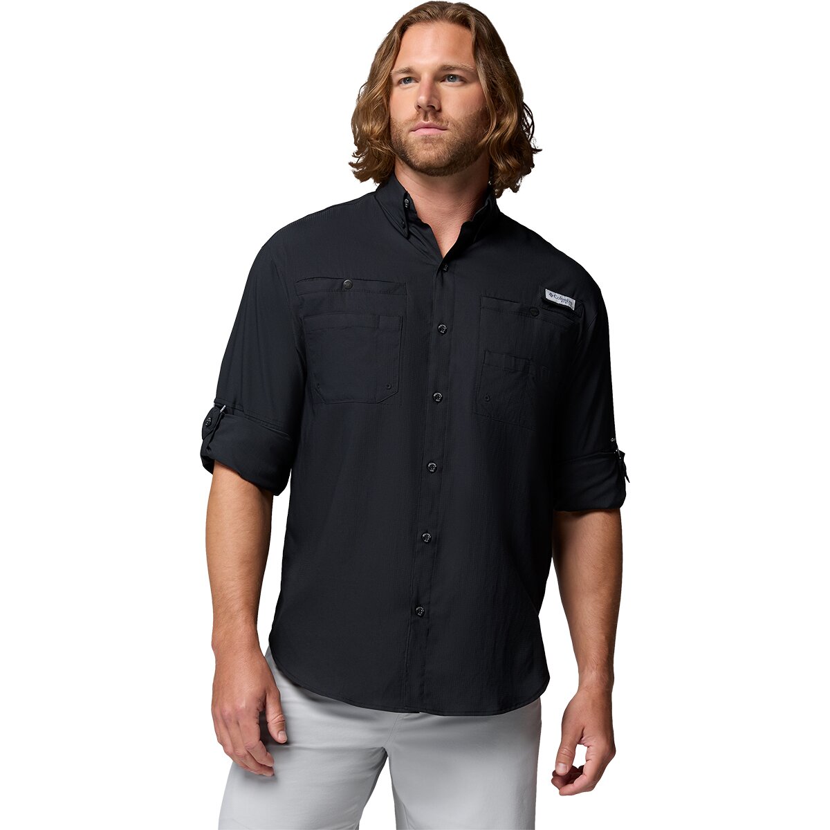 Мужская рубашка Columbia Tamiami II Long-Sleeve Shirt, цвет: Чёрный — фото 3