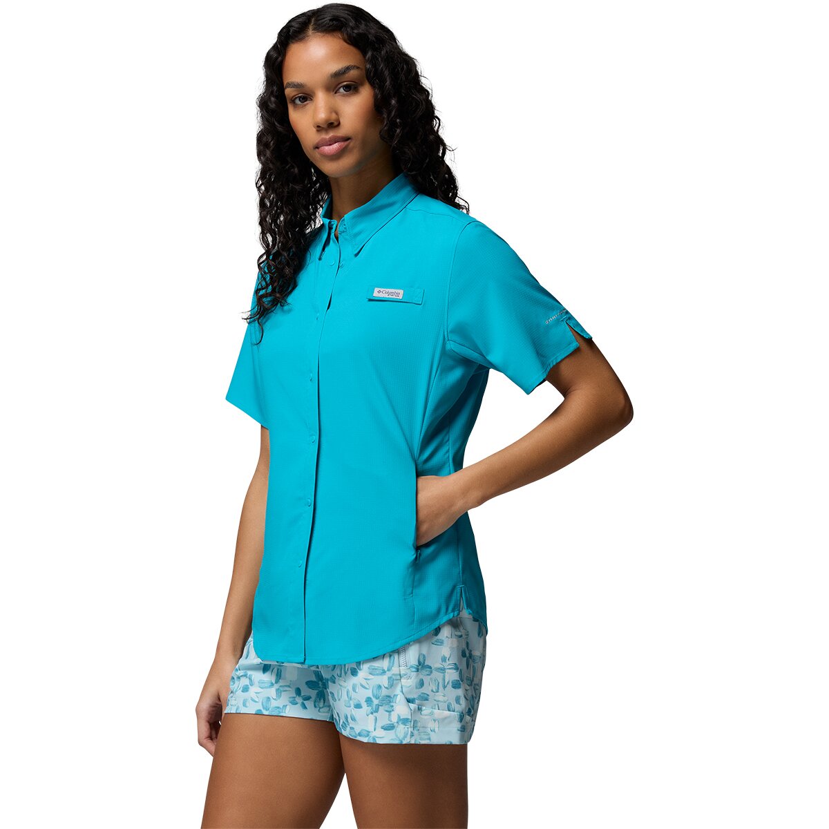 Женская рубашка Columbia Tamiami II Short-Sleeve Shirt, цвет: Океанский — фото 2