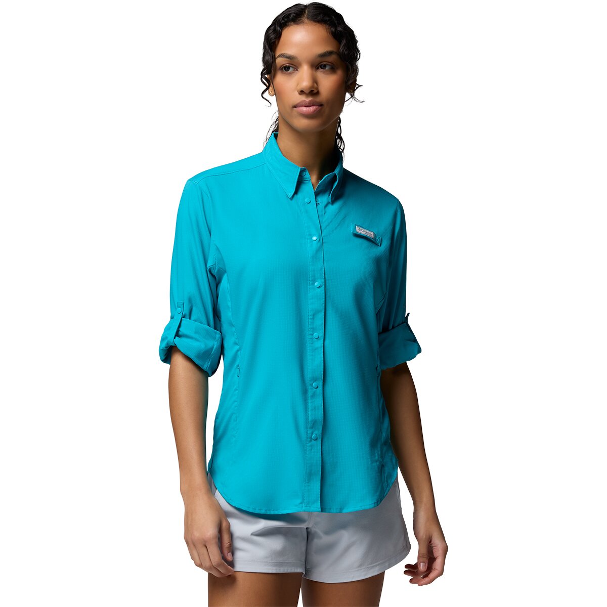 Женская рубашка Columbia Tamiami II Long-Sleeve Shirt, цвет: Океанский — фото 3