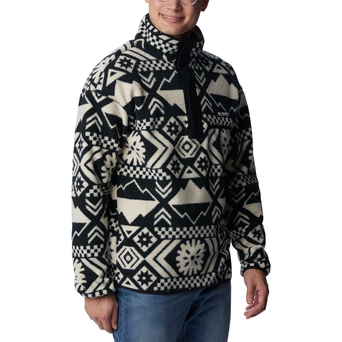 Columbia Mens Helvetia II Printed Half Snap Printed Fleece Pullover