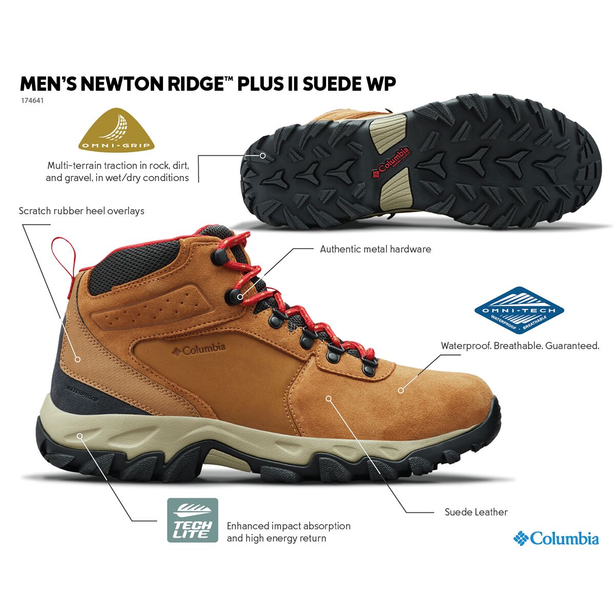 Columbia Newton Ridge Plus II Suede WP Wide Hiking Boot -...