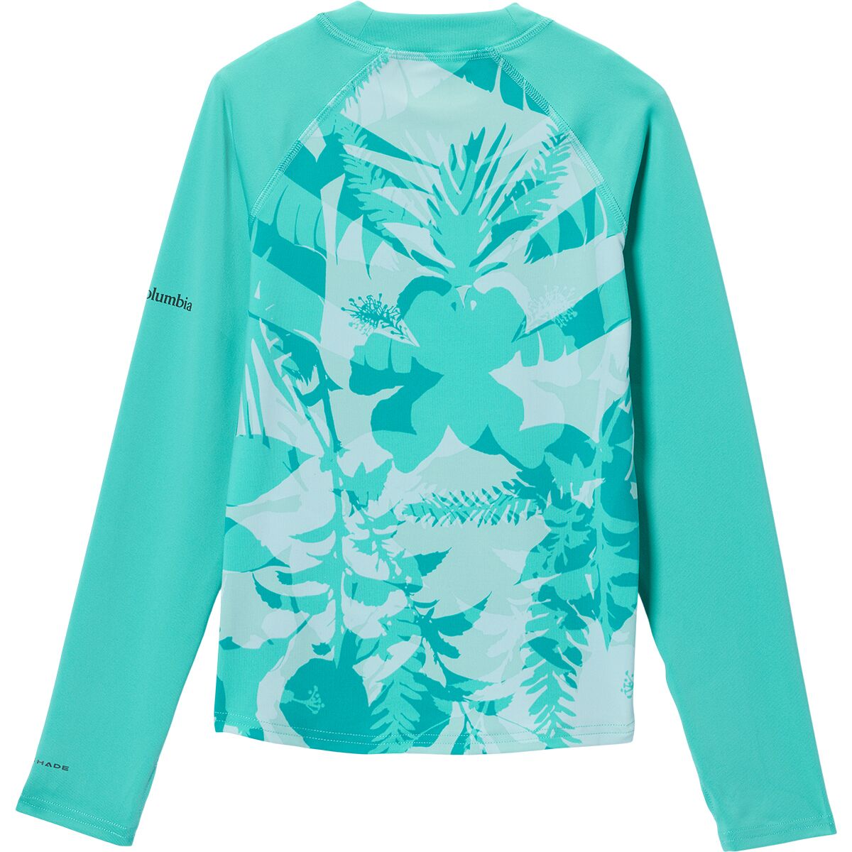 Детский топ Columbia Sandy Shores Printed Long-Sleeve Sunguard, цвет: Dolphin Botaniflage/Dolphin — фото 2