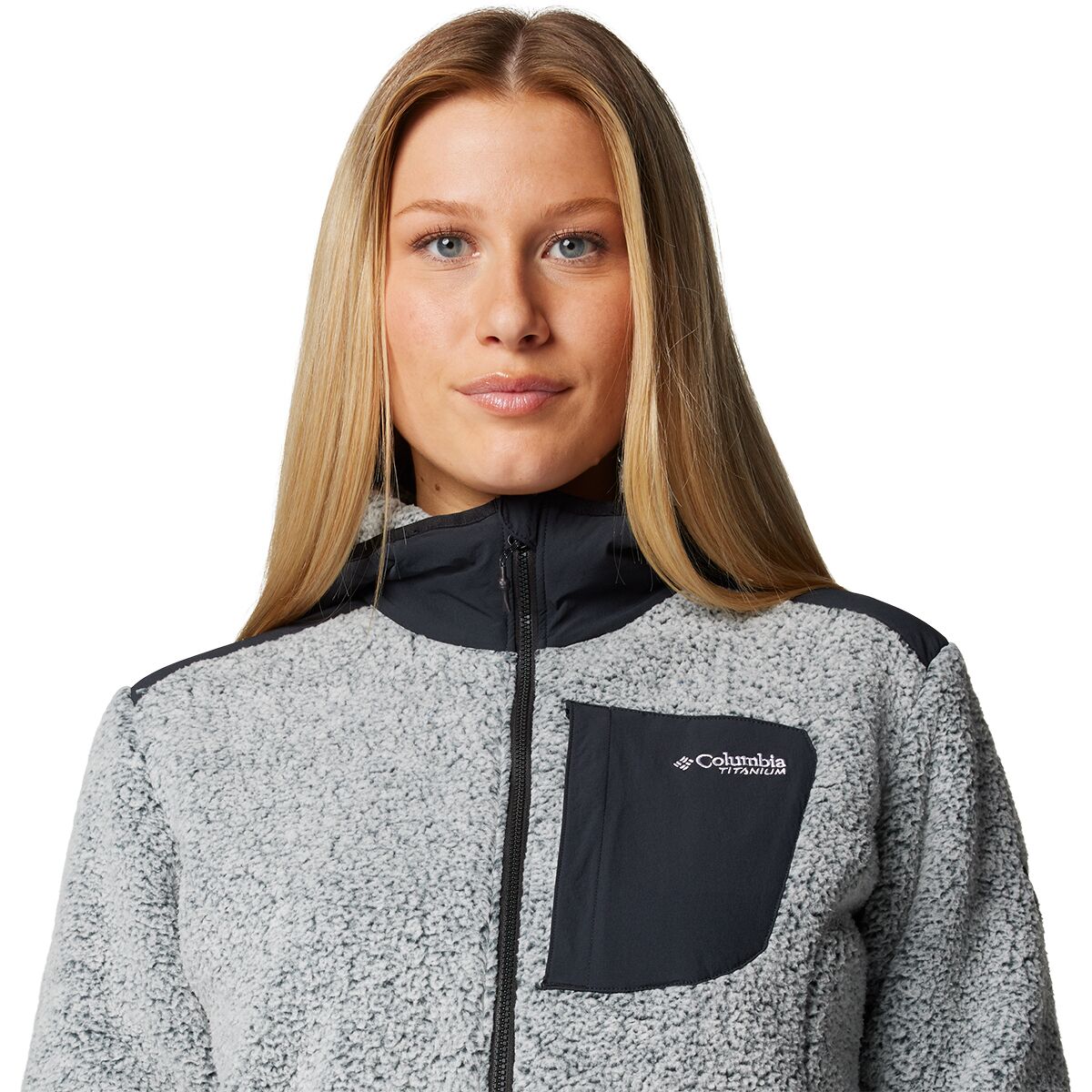 Женская куртка Columbia Arctic Crest Sherpa Full-Zip, цвет: Белый / Чёрный — фото 4