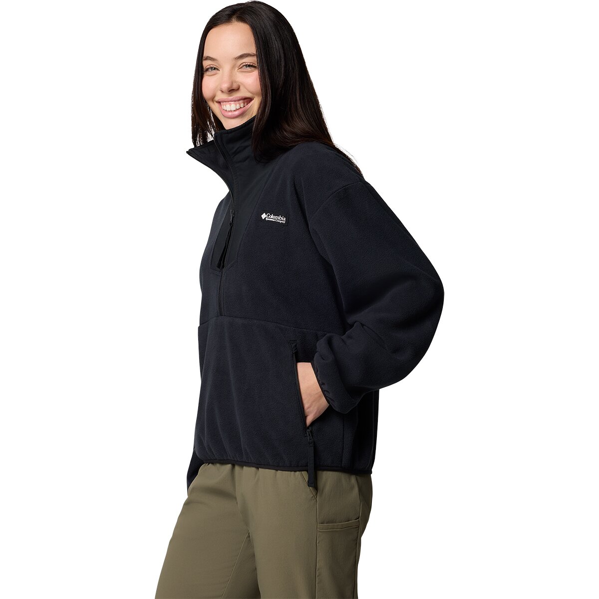Женский свитер Columbia Sequoia Grove 1/2-Zip Fleece Pullover, цвет: Чёрный — фото 2