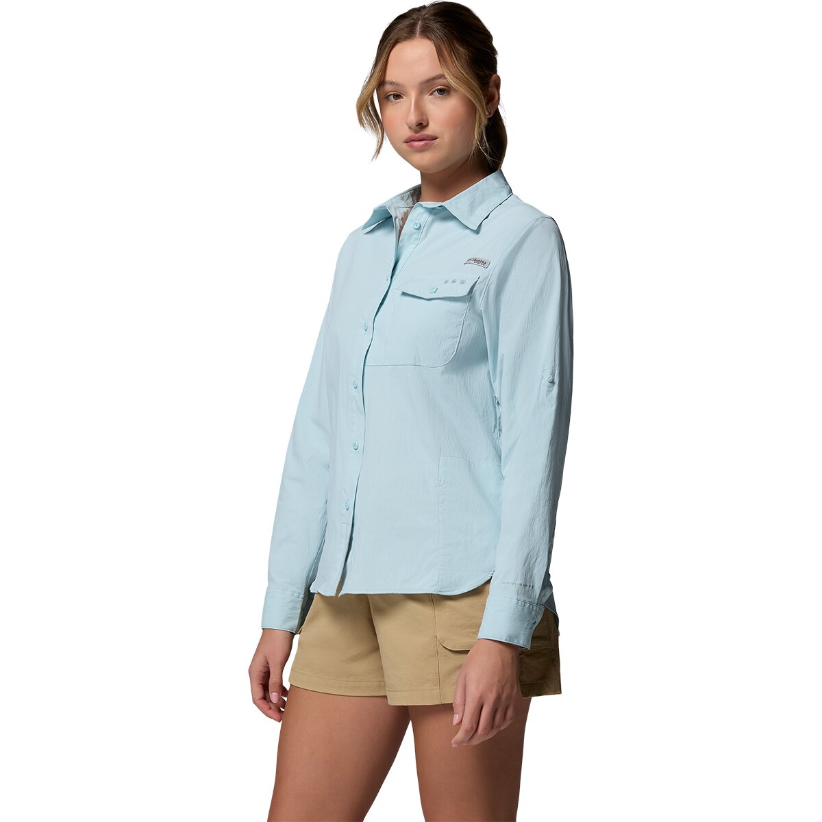 Женская рубашка Columbia Wild Cast Long-Sleeve Shirt, цвет: Морской светлый — фото 2