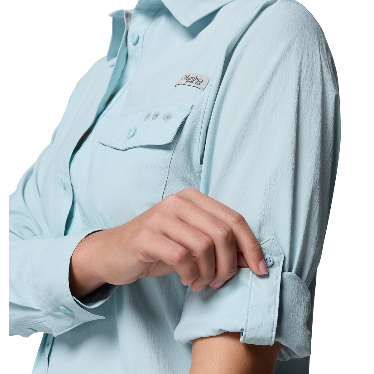 Женская рубашка Columbia Wild Cast Long-Sleeve Shirt, цвет: Морской светлый — фото 4