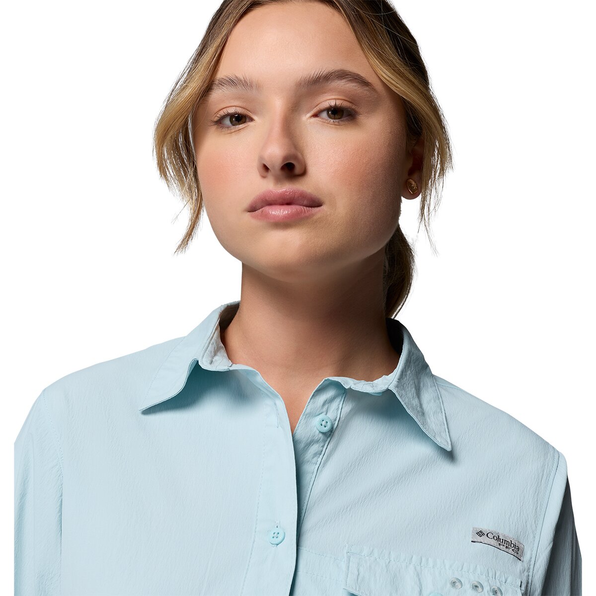 Женская рубашка Columbia Wild Cast Long-Sleeve Shirt, цвет: Морской светлый — фото 5