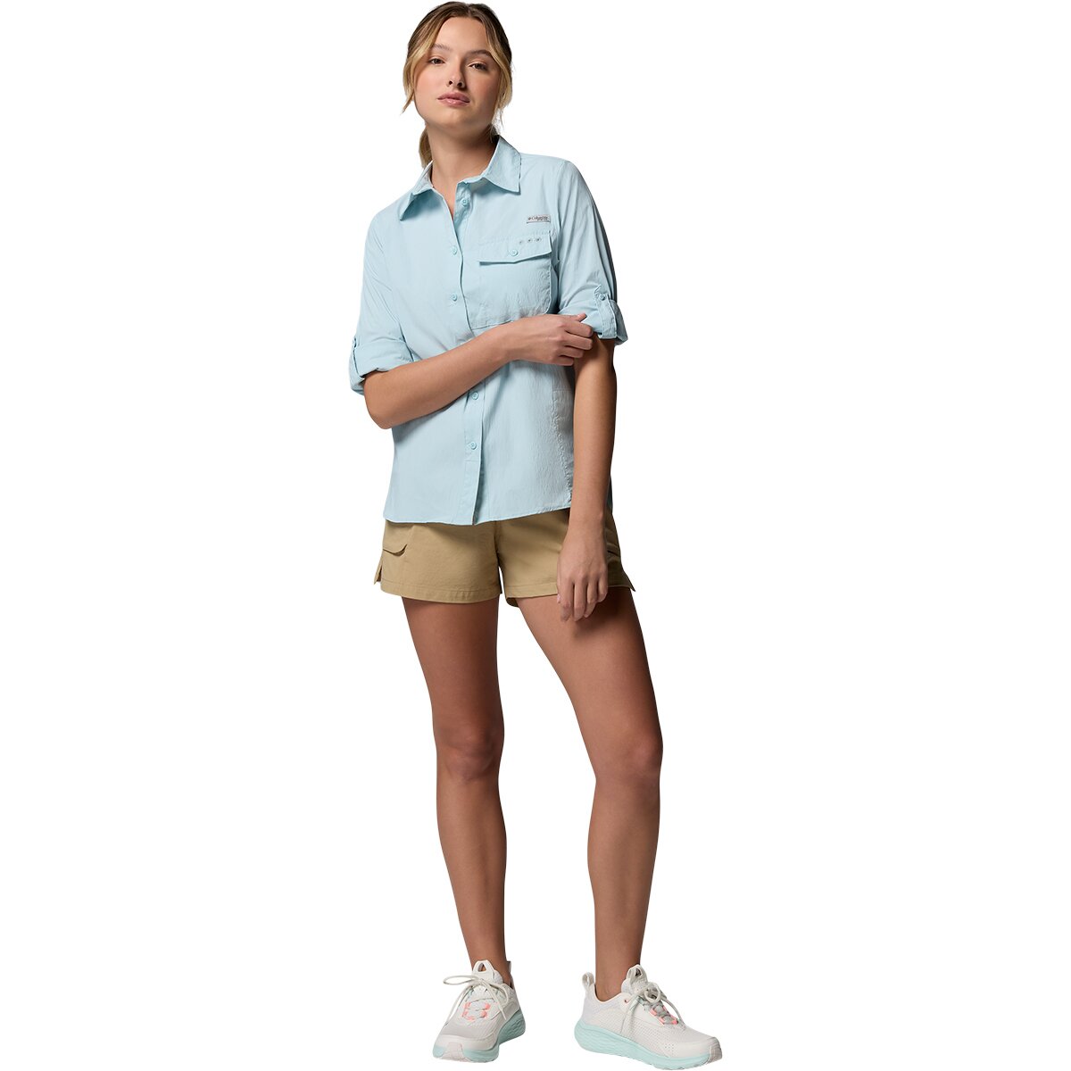 Женская рубашка Columbia Wild Cast Long-Sleeve Shirt, цвет: Морской светлый — фото 9