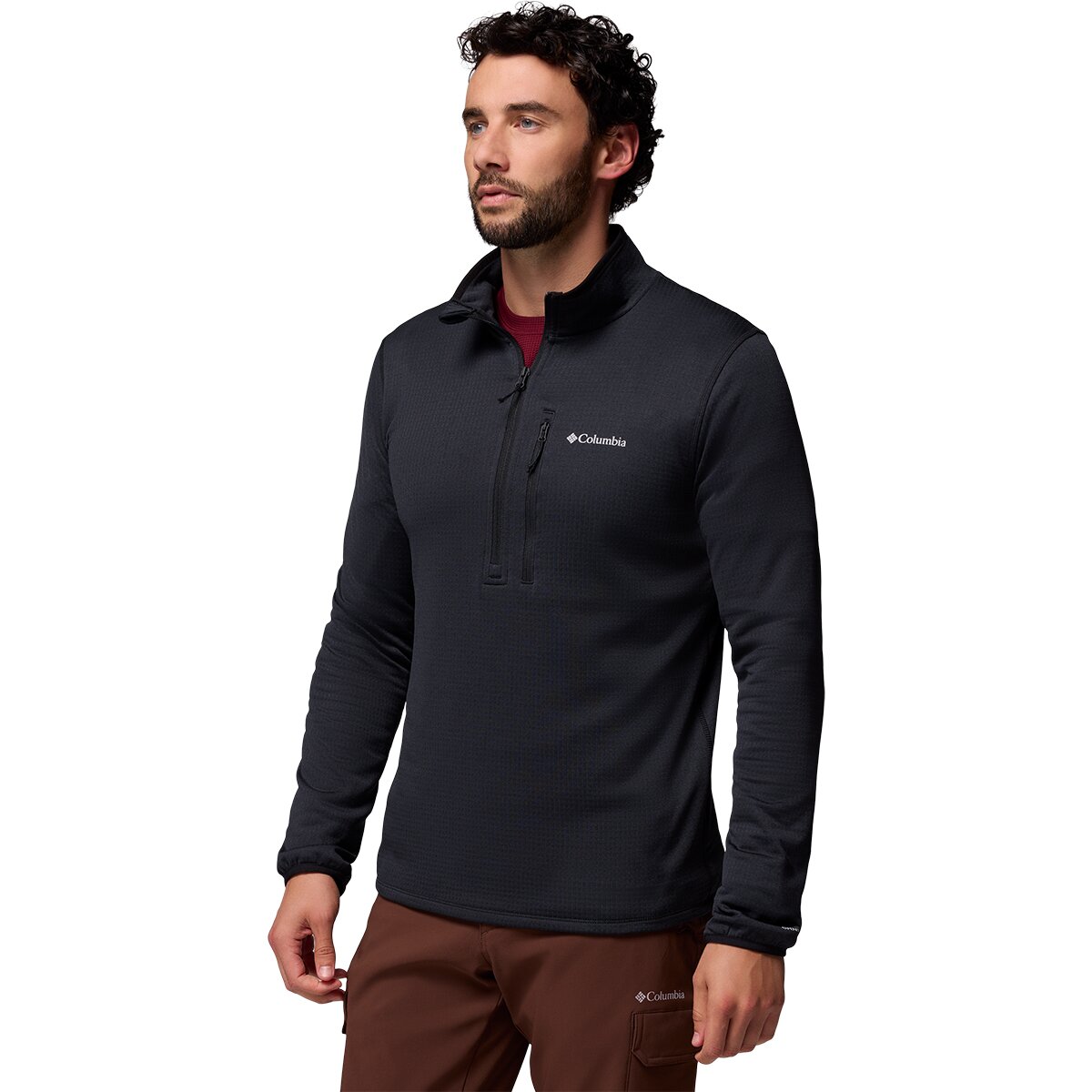 Мужская куртка Columbia Essential Hike Grid Fleece 1/2-Zip, цвет: Чёрный — фото 2