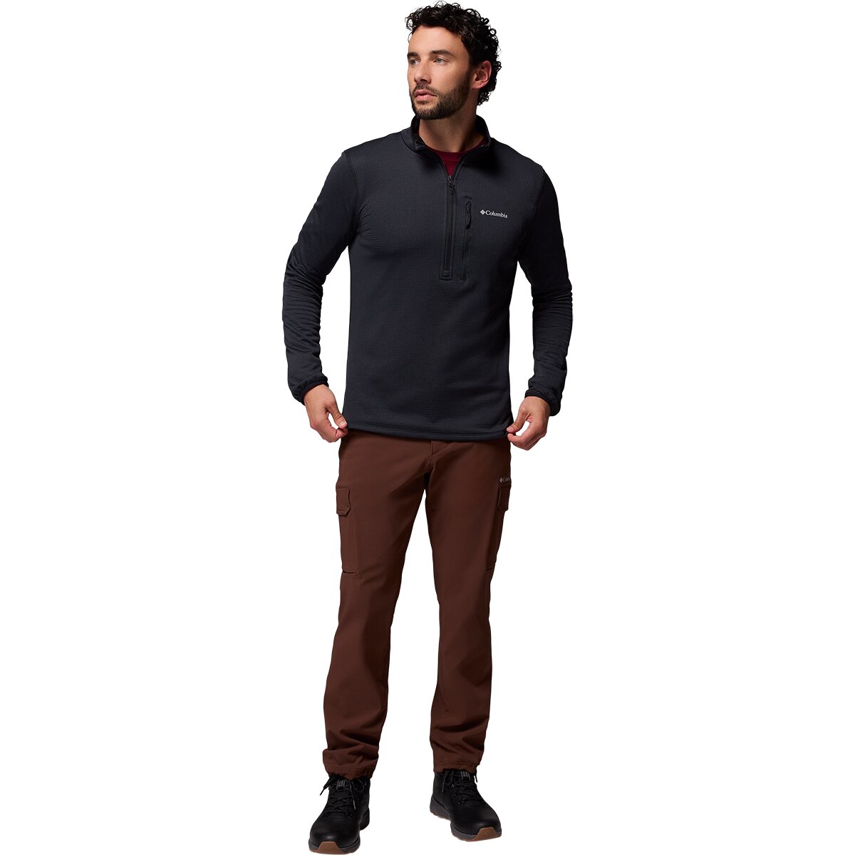 Мужская куртка Columbia Essential Hike Grid Fleece 1/2-Zip, цвет: Чёрный — фото 6