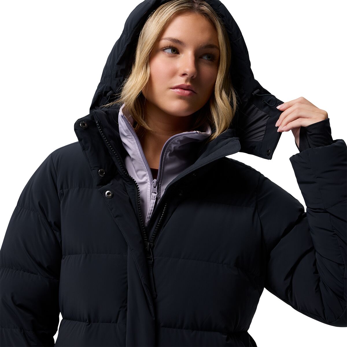 Женская куртка Columbia Amaze Puff Long Hooded, цвет: Чёрный — фото 10