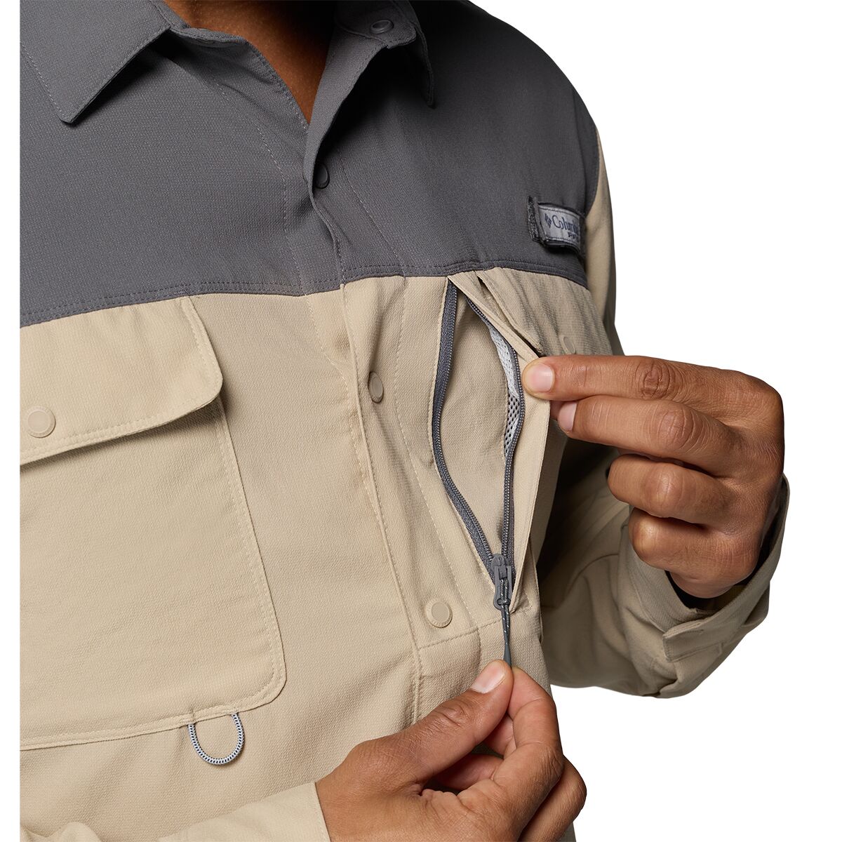 Мужская рубашка Columbia Shoaltech Long-Sleeve, цвет: Серо-бежевый — фото 6