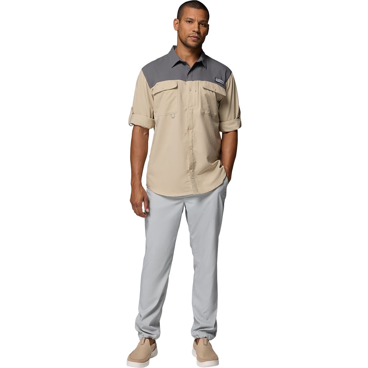 Мужская рубашка Columbia Shoaltech Long-Sleeve, цвет: Серо-бежевый — фото 10