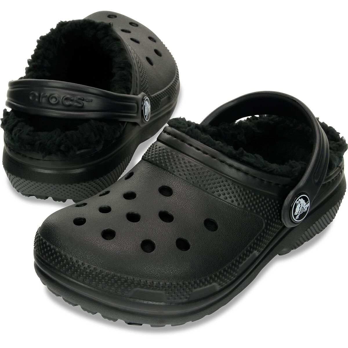 Детские сабо Crocs Classic Lined Clog, цвет: Чёрный — фото 2