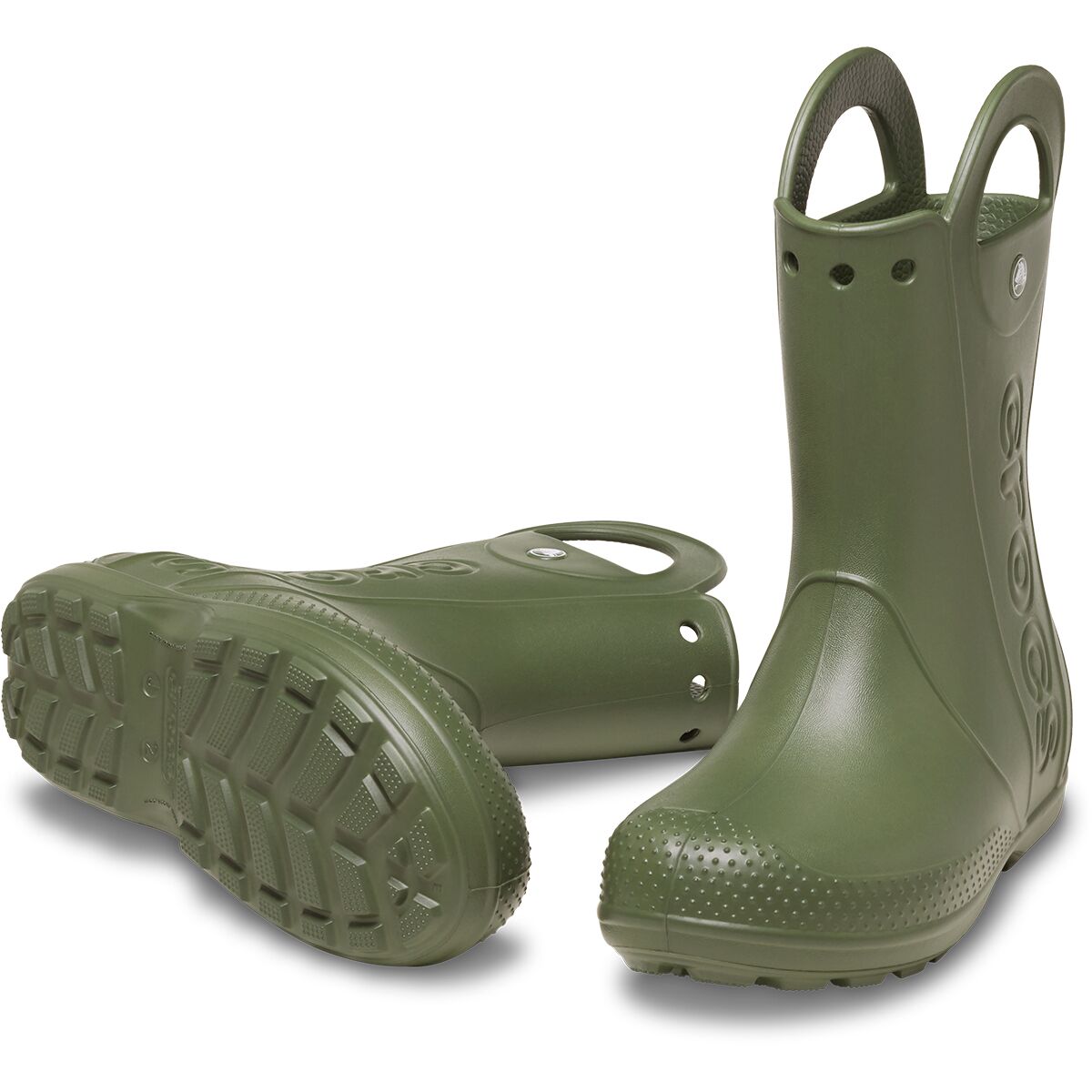 Детские ботинки Crocs Handle It Rain Boot, цвет: Армейский зелёный — фото 3
