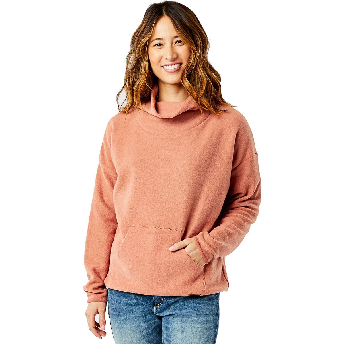 cowl neck pullover sweatshirt