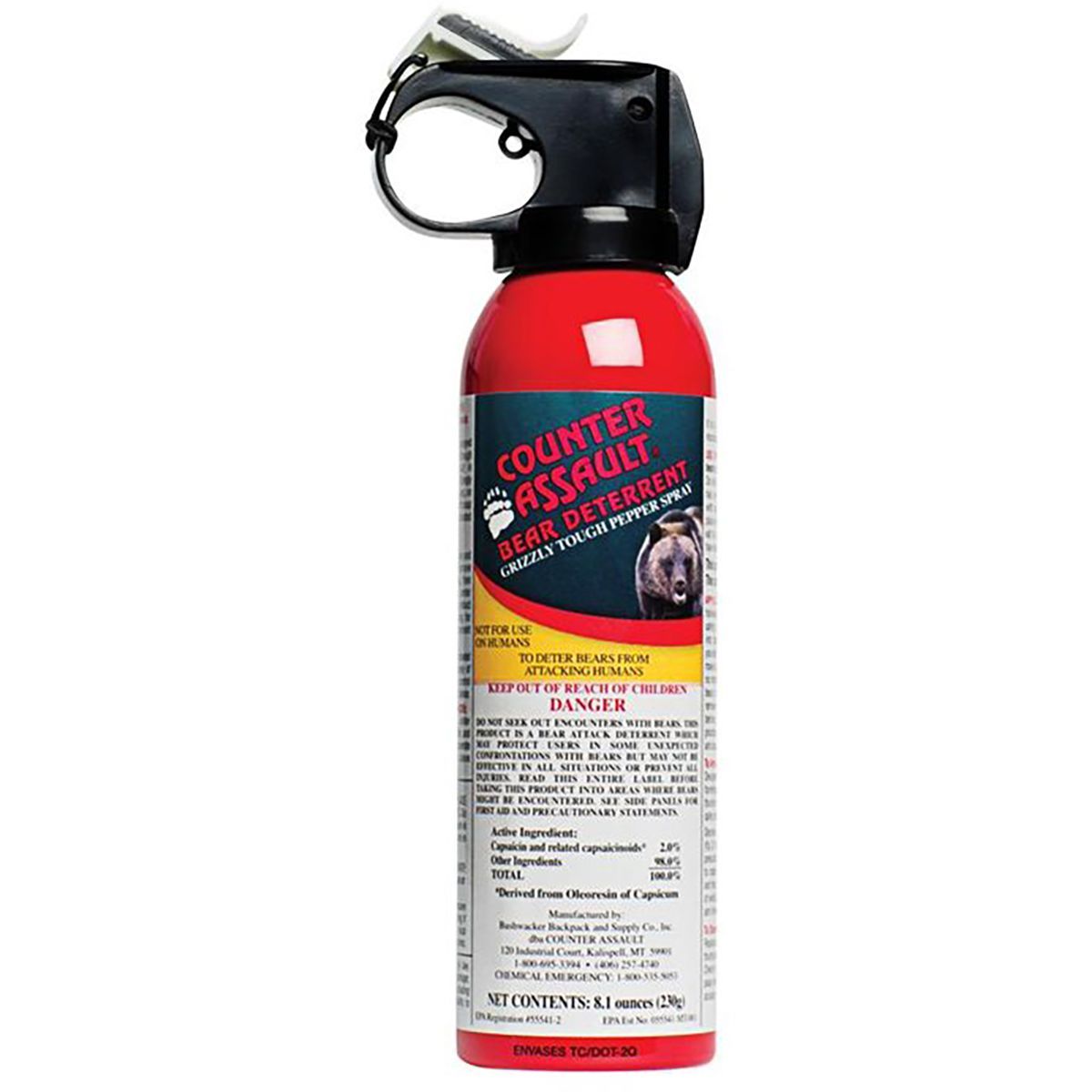 Counter Assault Bear Deterrent Spray + Belt Holster 8.1oz Hike & Camp