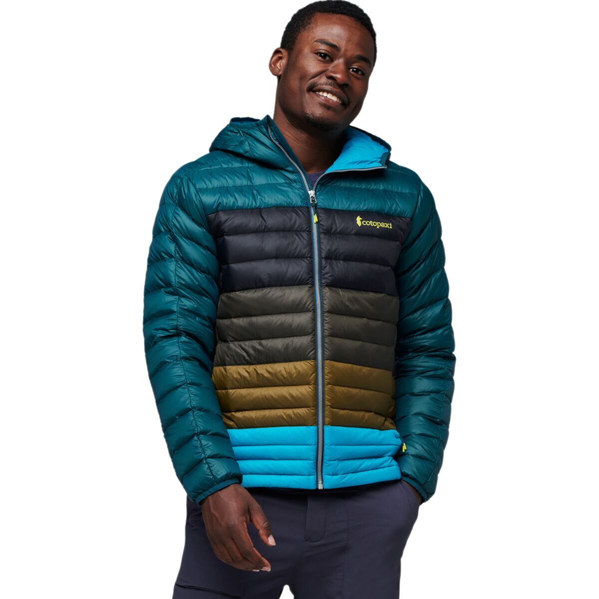 Cotopaxi Fuego Down Hooded Colorblock Jacket Men's Clothing