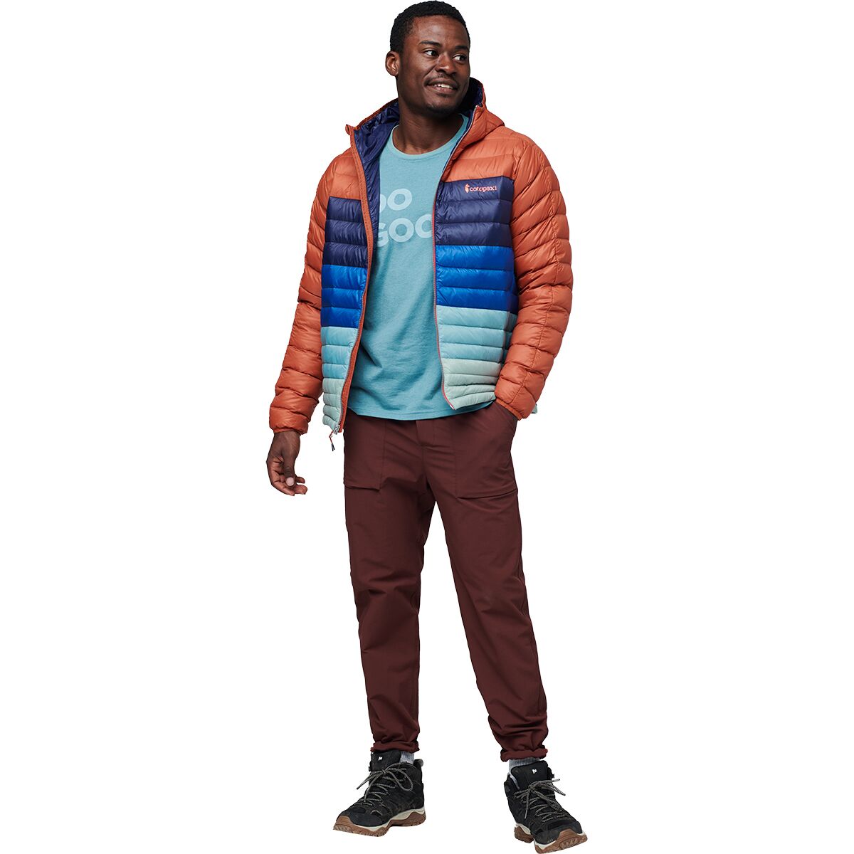 Cotopaxi Fuego Down Hooded Colorblock Jacket Men's Clothing