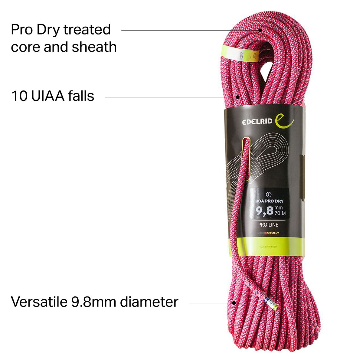 Edelrid Boa Pro Dry Climbing Rope 9.8mm Climb
