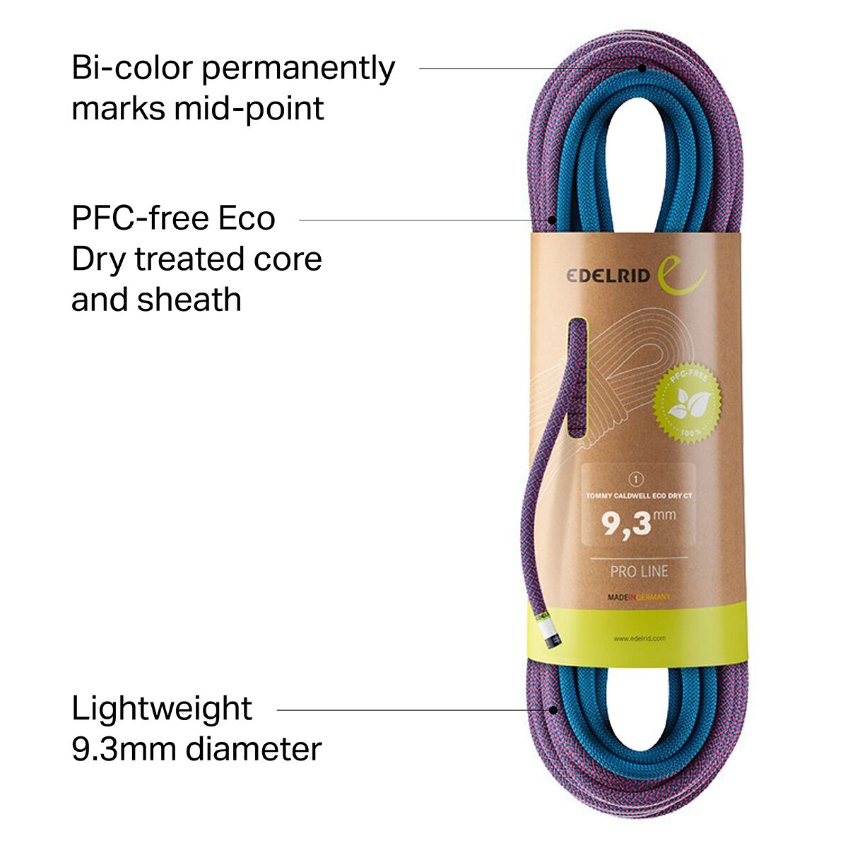 Edelrid Tommy Caldwell Eco Dry ColorTec Climbing Rope -...