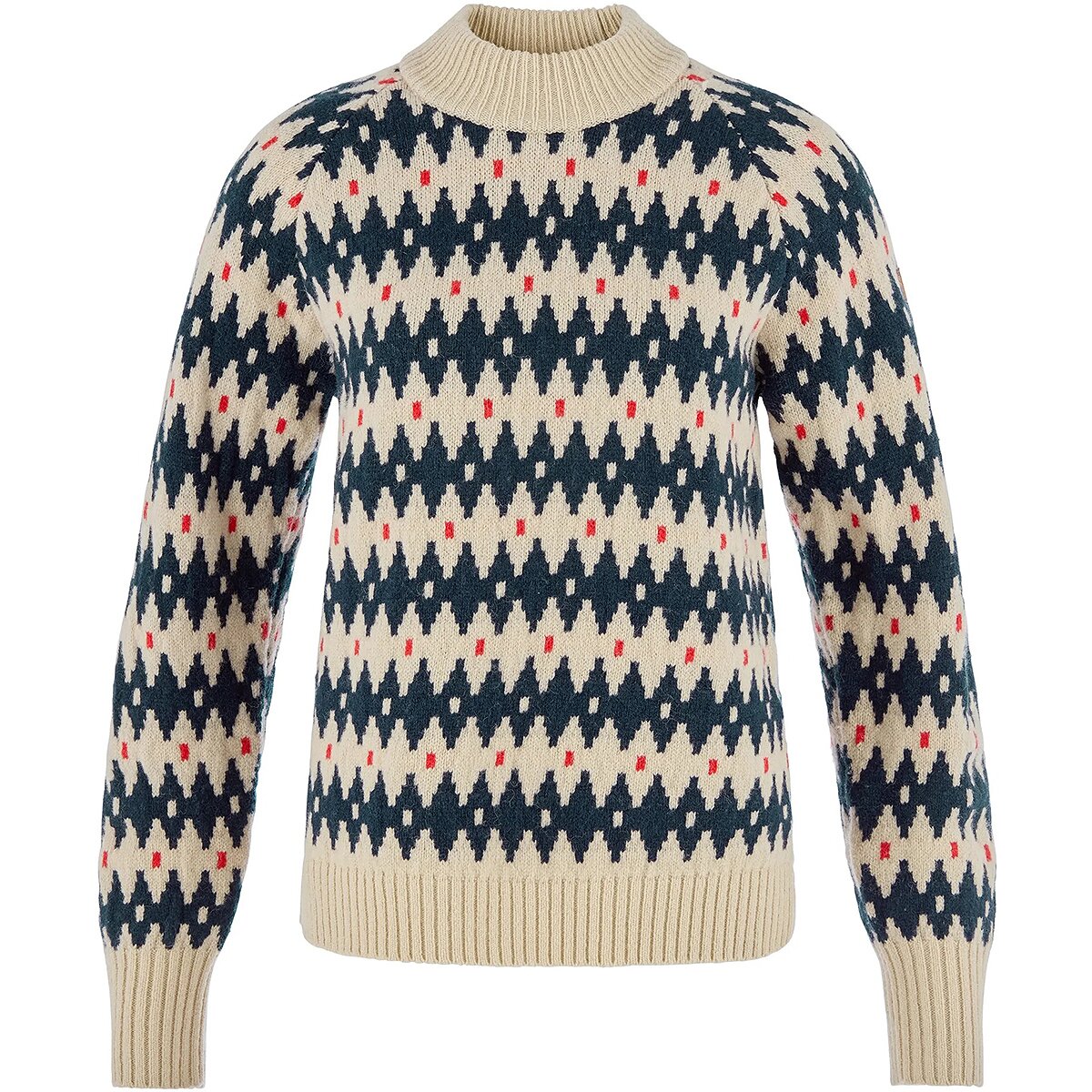 Женский топ Fjallraven Ovik Jacquard Knit Top, цвет: Бежевый / Тёмно-синий — фото 2