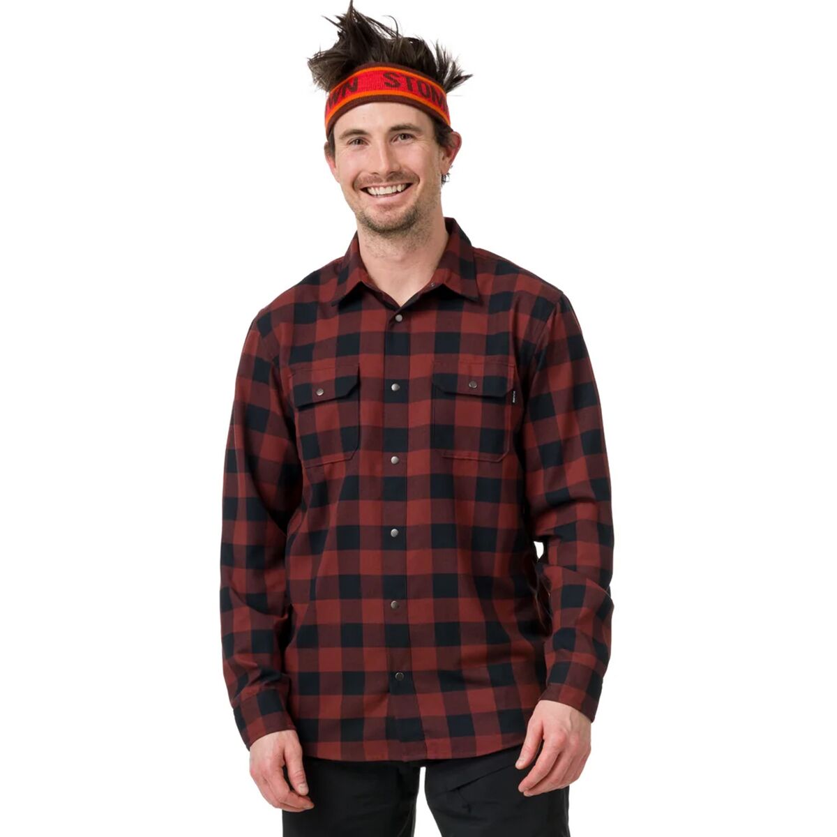 Мужская рубашка Flylow Handlebar Tech Flannel, цвет: Чёрный клетчатый