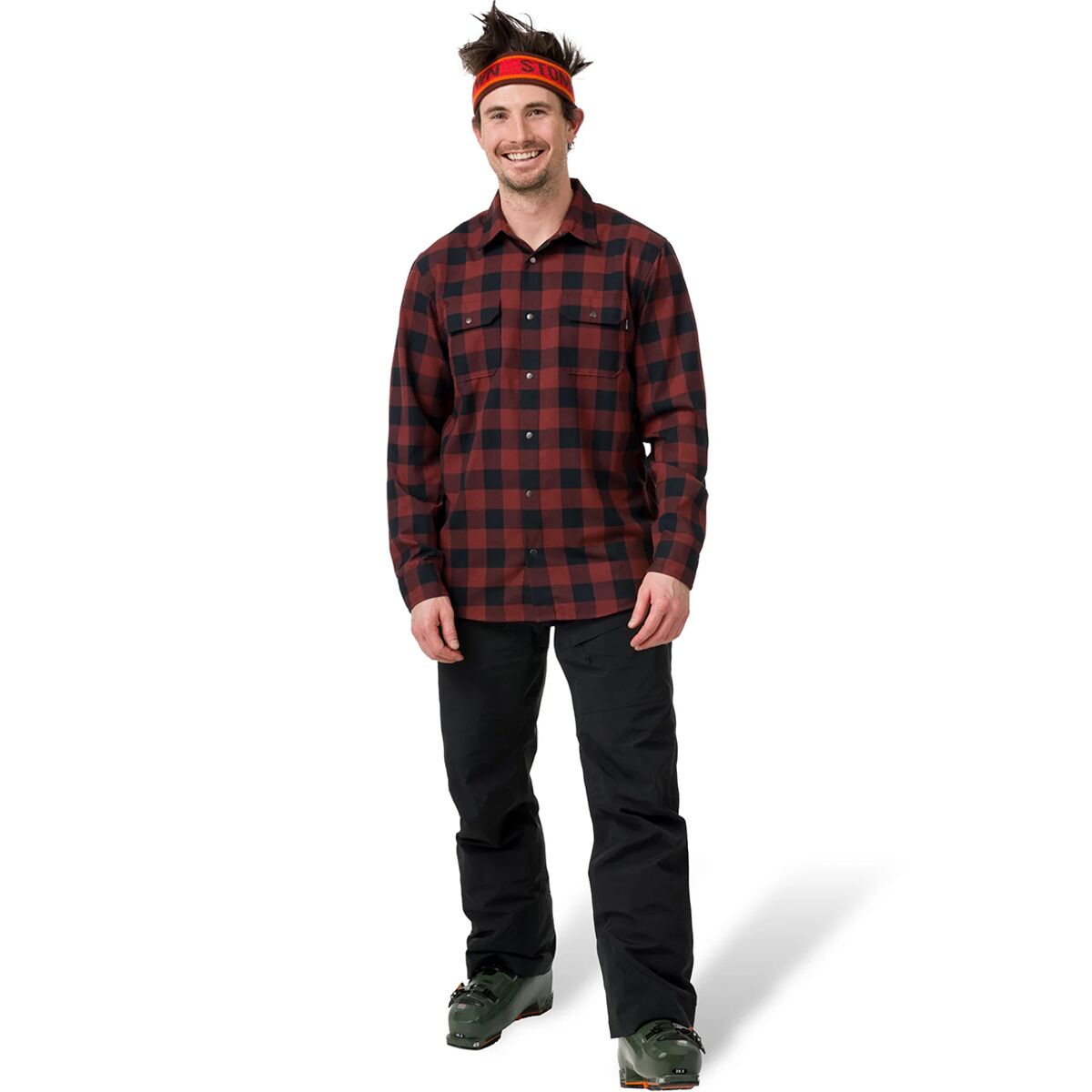 Мужская рубашка Flylow Handlebar Tech Flannel, цвет: Чёрный клетчатый — фото 3