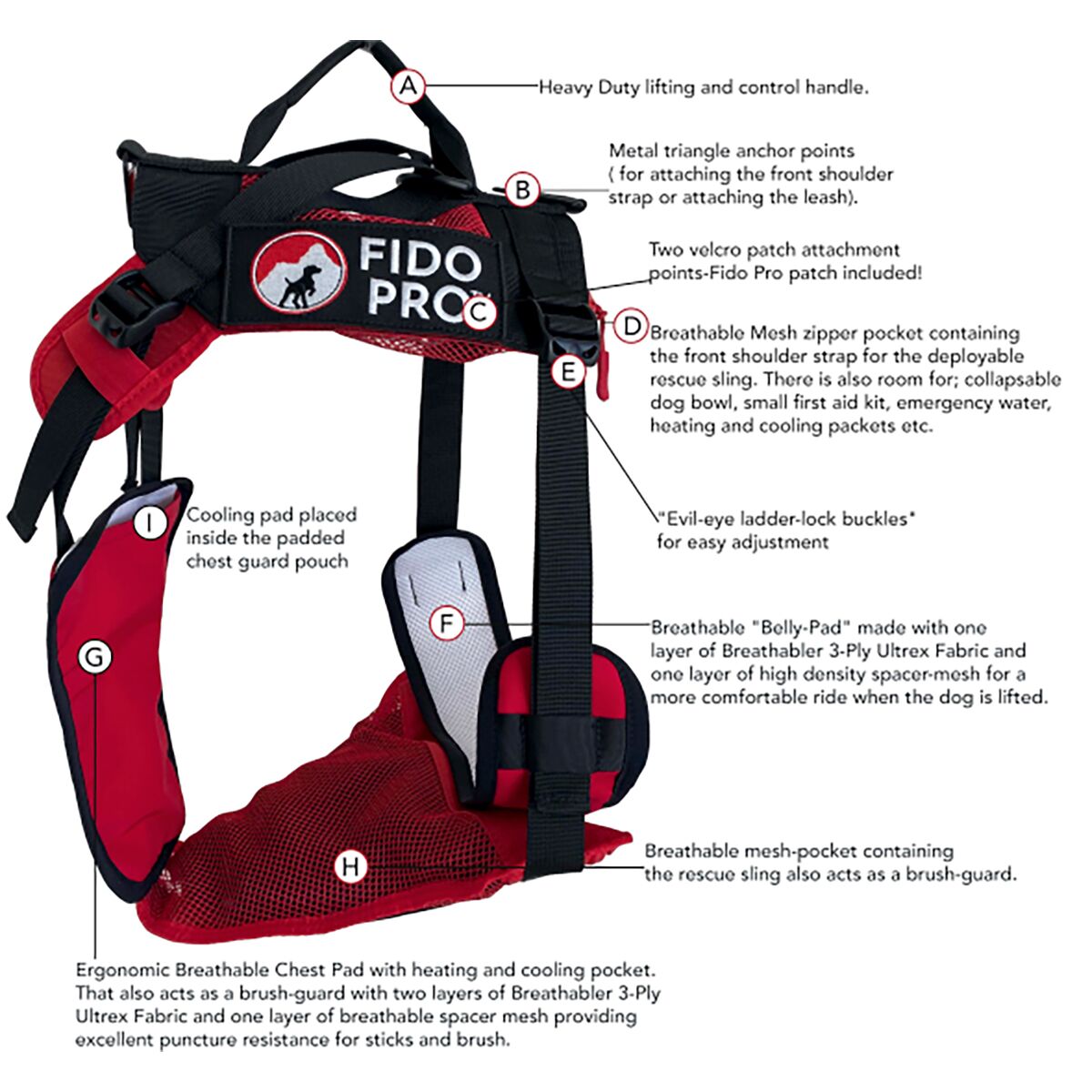 Fido Pro Panza Harness + Deployable Emergency Dog Rescue...