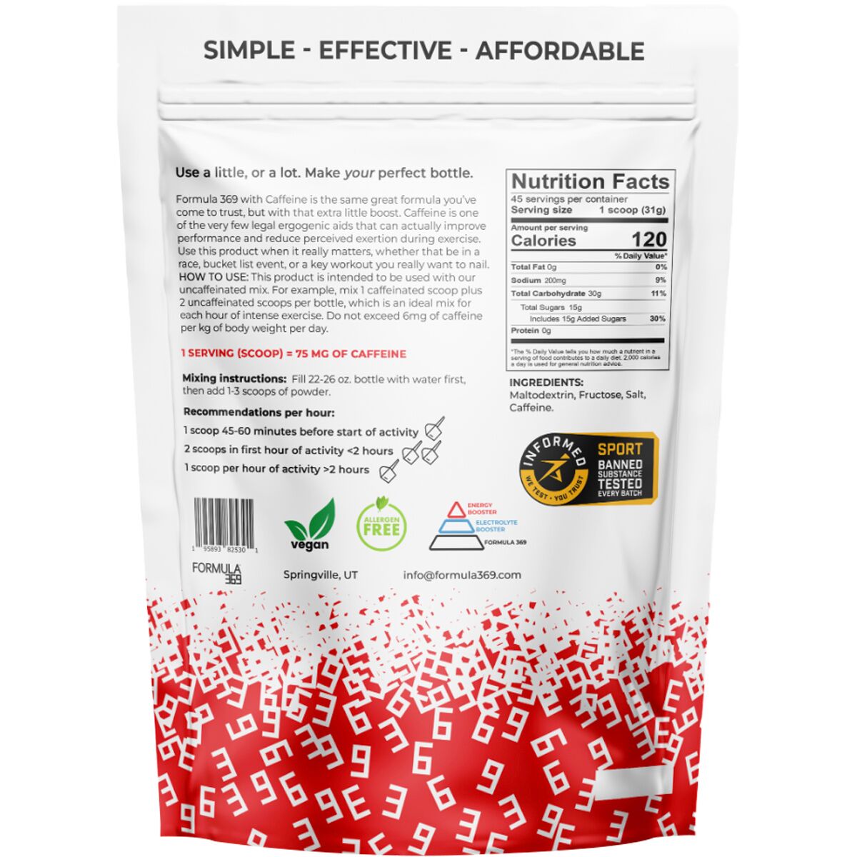 Formula 369 Drink Mix + Caffeine - 45 Serving Bag