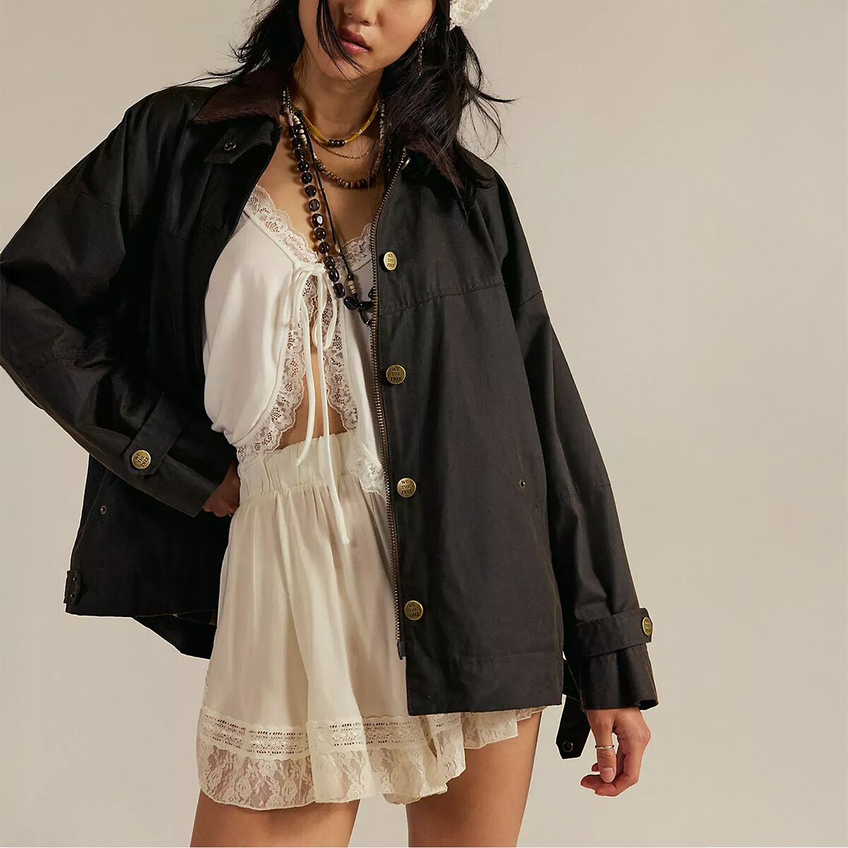 Женская куртка Free People Cori Waxed, цвет: Оливковый — фото 8