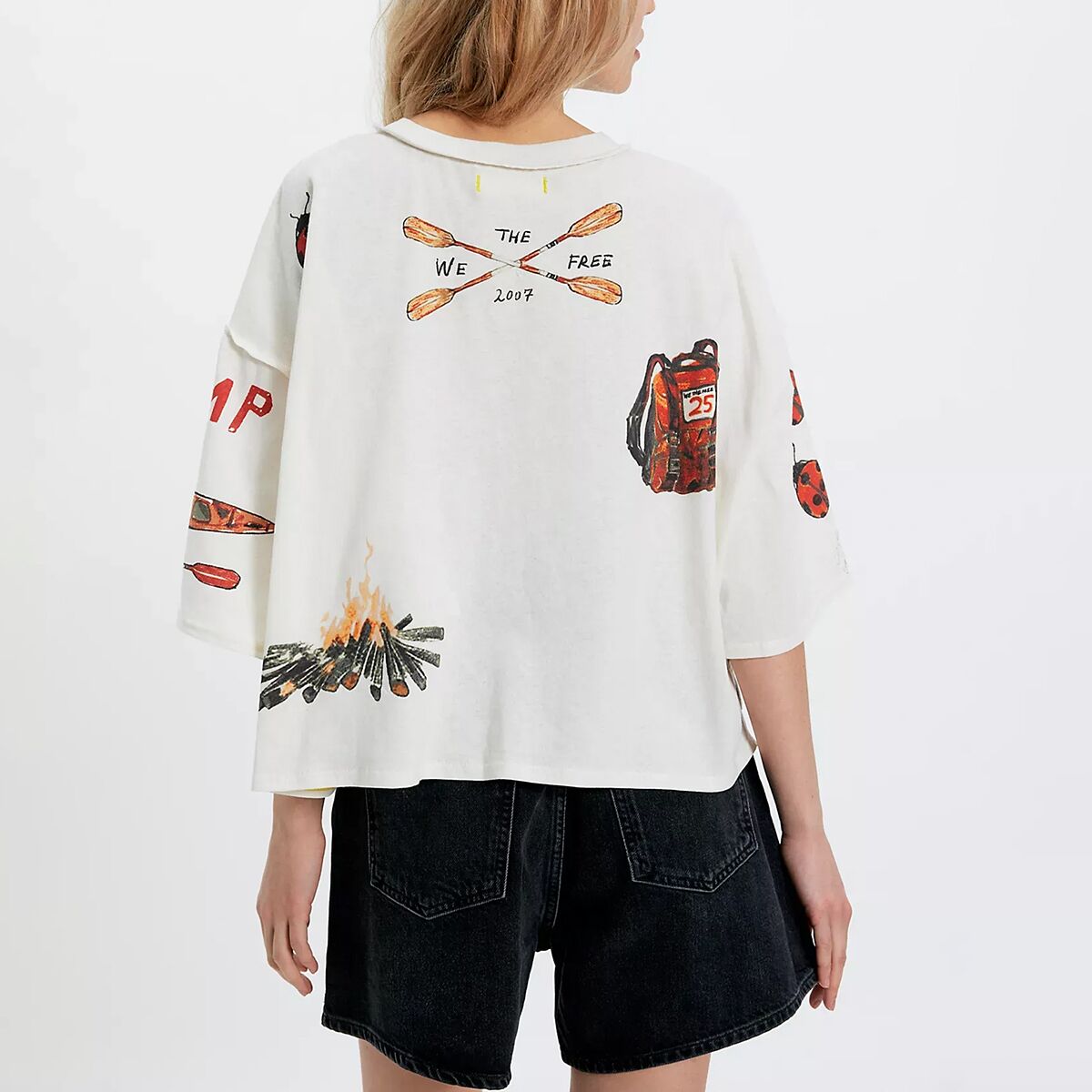 Женская футболка Free People Mountain View Graphic, цвет: Слоновая кость комбинированный — фото 2