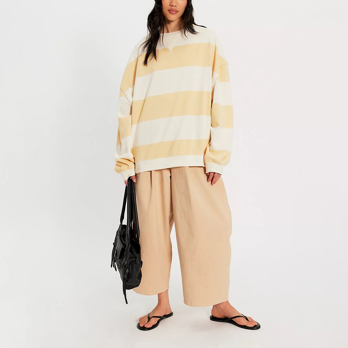 Женская толстовка Free People Classic Stripe Crew Wide, цвет: Абрикосовый комбинированный — фото 2