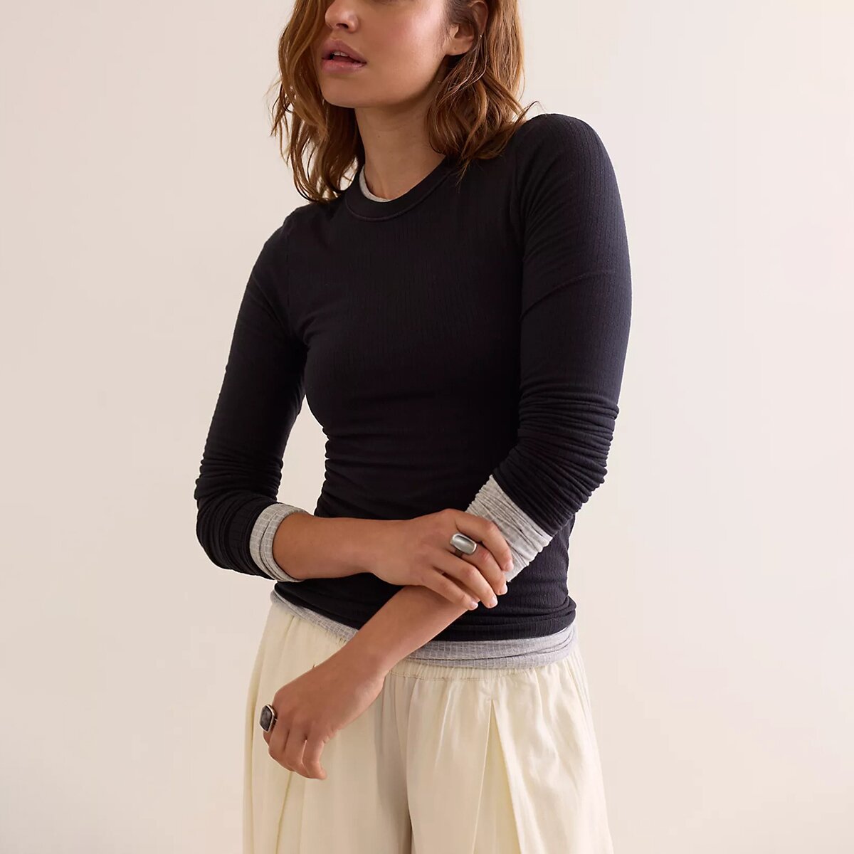 Женский топ Free People So Soft Seamless Long-Sleeve Top, цвет: Чёрный — фото 8