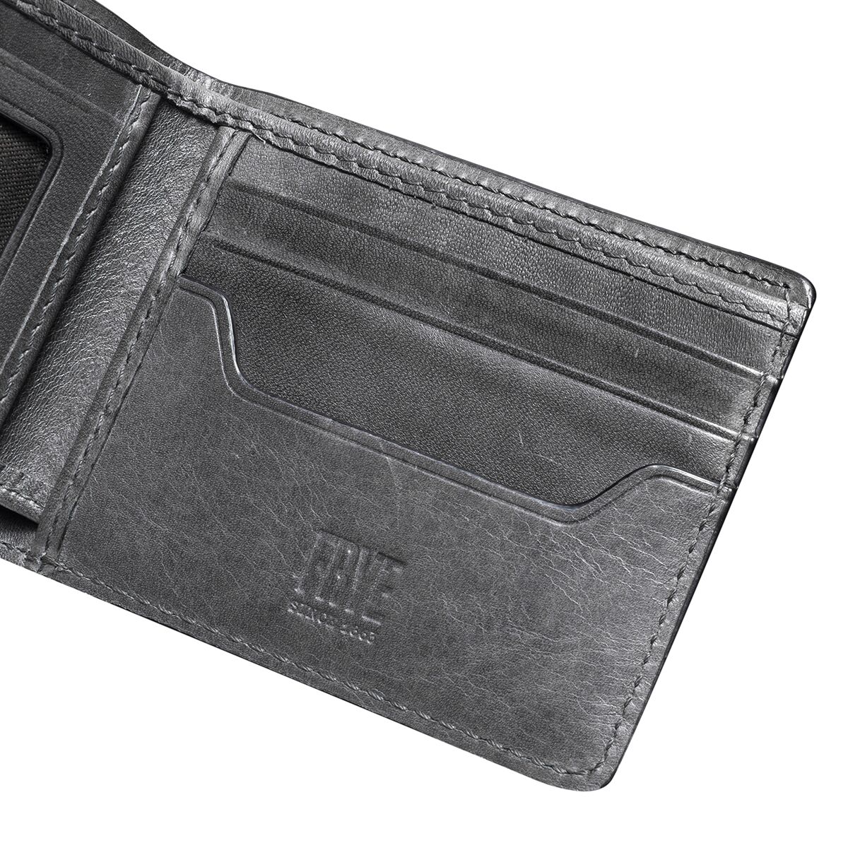 Portefeuille Homme FRYE Logan Slim Id Billfold - Gris - Cuir Fin - Format Compact