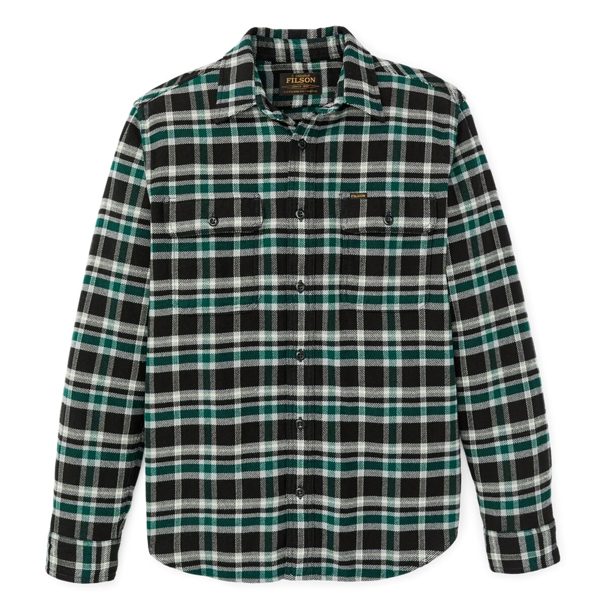 Мужская рубашка Filson Vintage Flannel Work, цвет: Чёрный / Зелёный клетчатый — фото 4