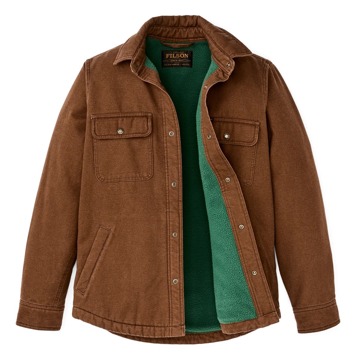 Мужская рубашка Filson Fleece Lined Jac-Shirt, цвет: Тёмный коричневый — фото 3