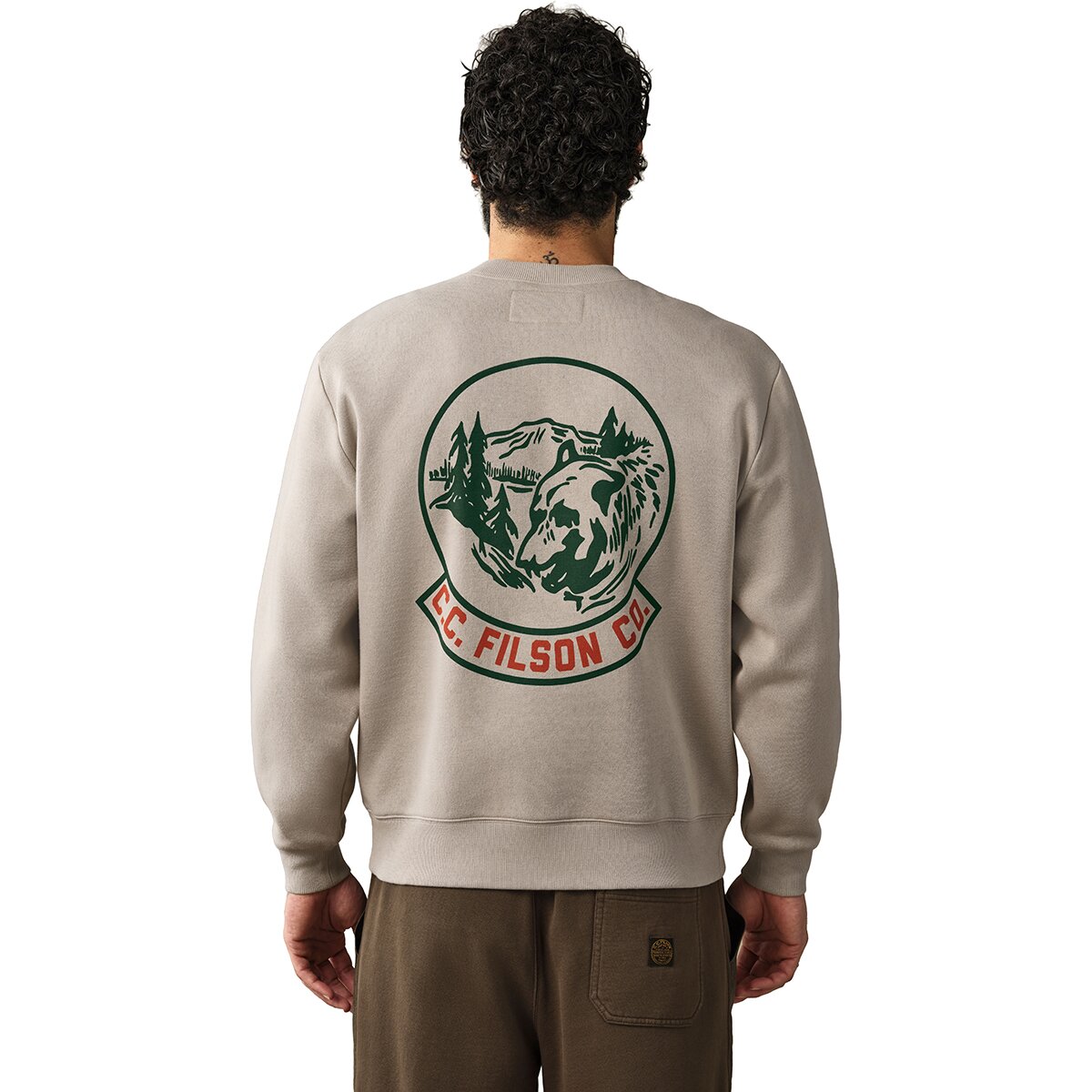 Мужская толстовка Filson Bear Graphic Crewneck, цвет: Винтажный хаки — фото 1