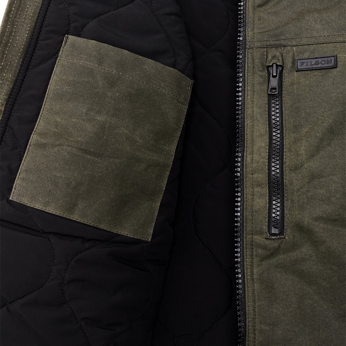 Мужской жилет Filson Tin Cloth Insulated, цвет: Зелёный — фото 6