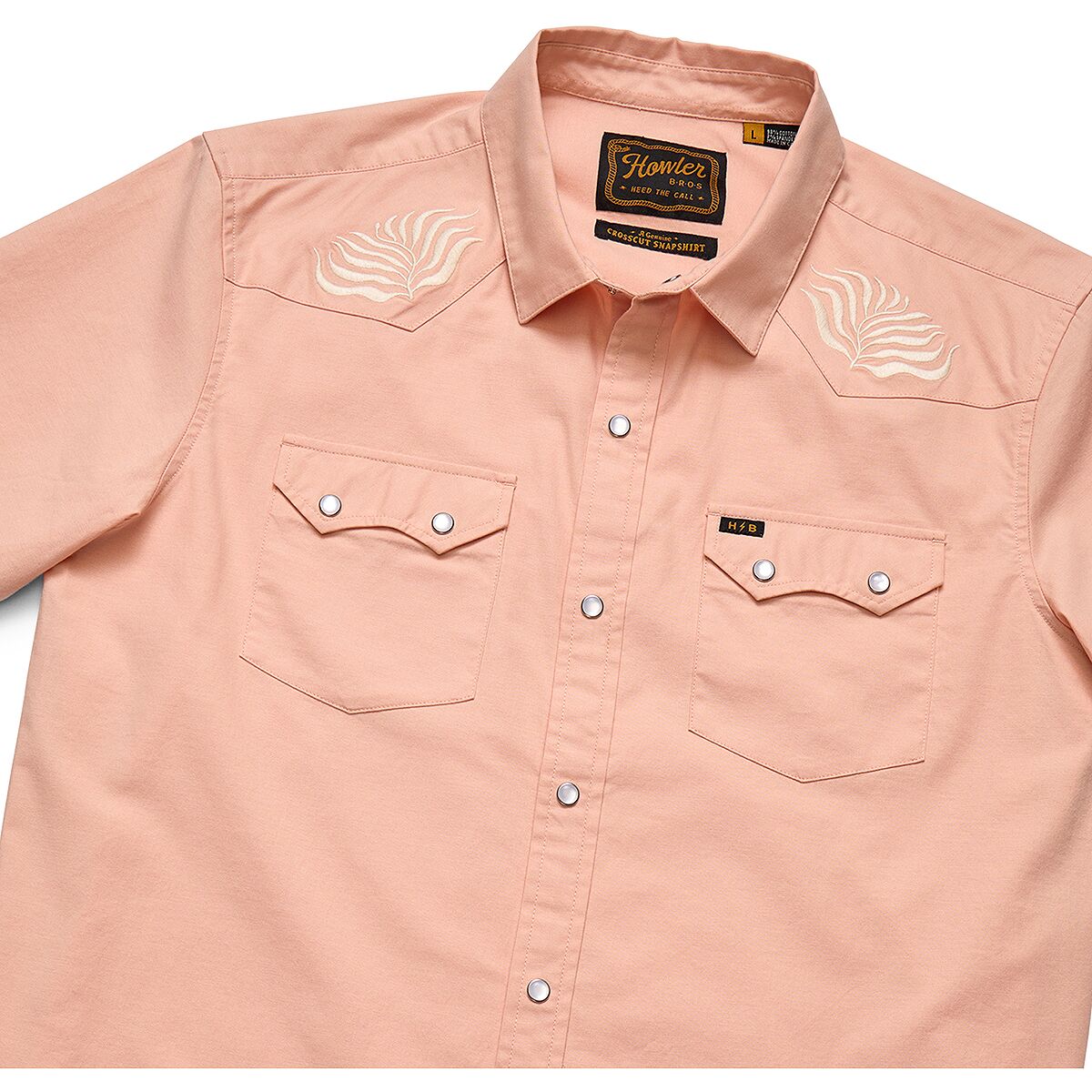Мужские рубашки Howler Brothers Crosscut Deluxe Snapshirt, цвет: Коралловый — фото 2