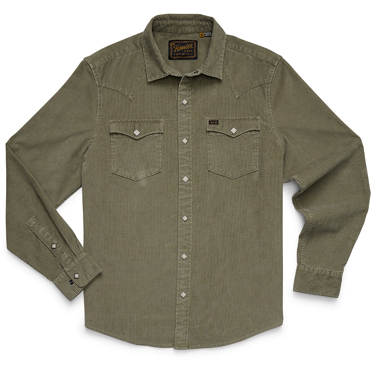 Мужские рубашки Howler Brothers Banning Corduroy Snapshirt, цвет: Aloe — фото 3