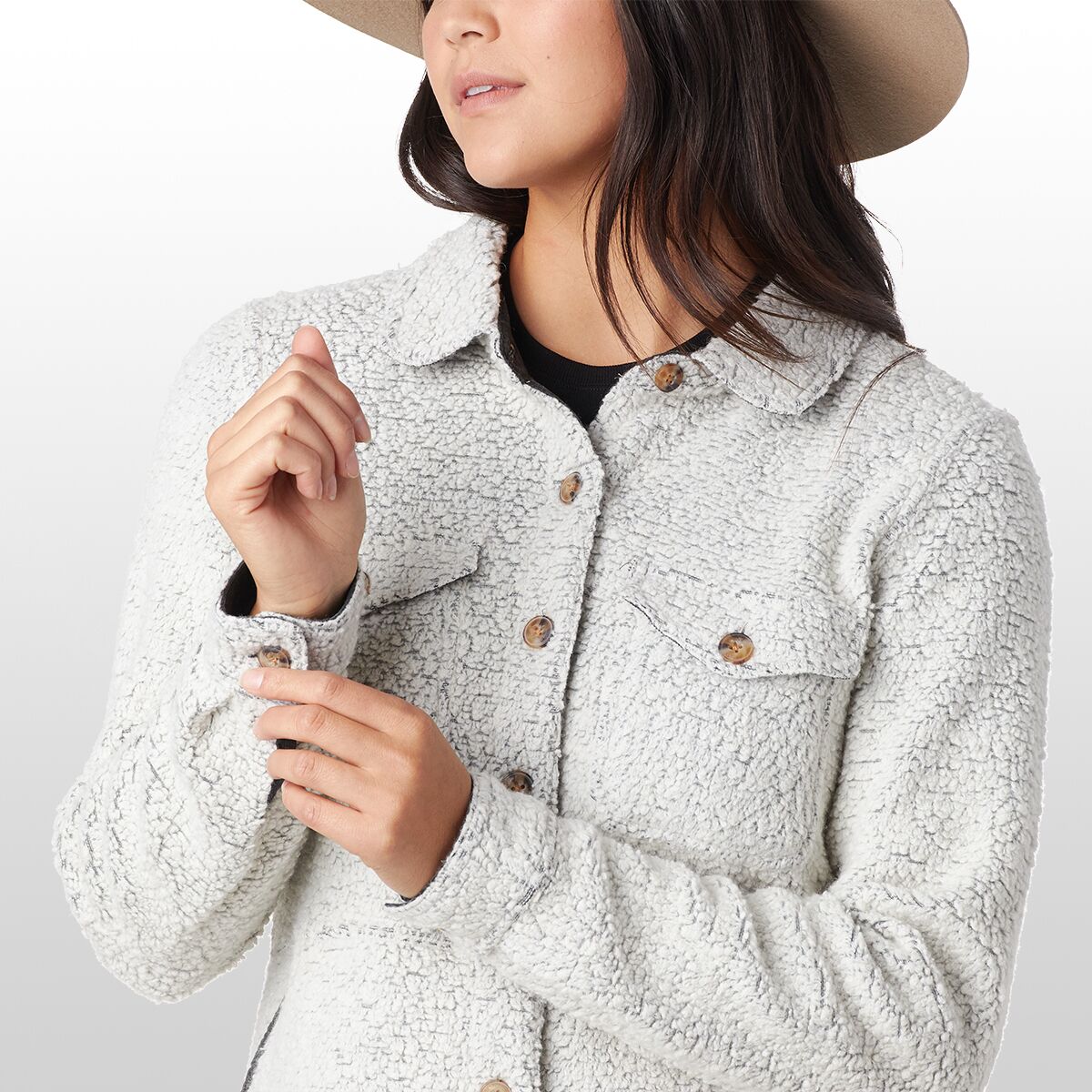 womens sherpa shirt jacket
