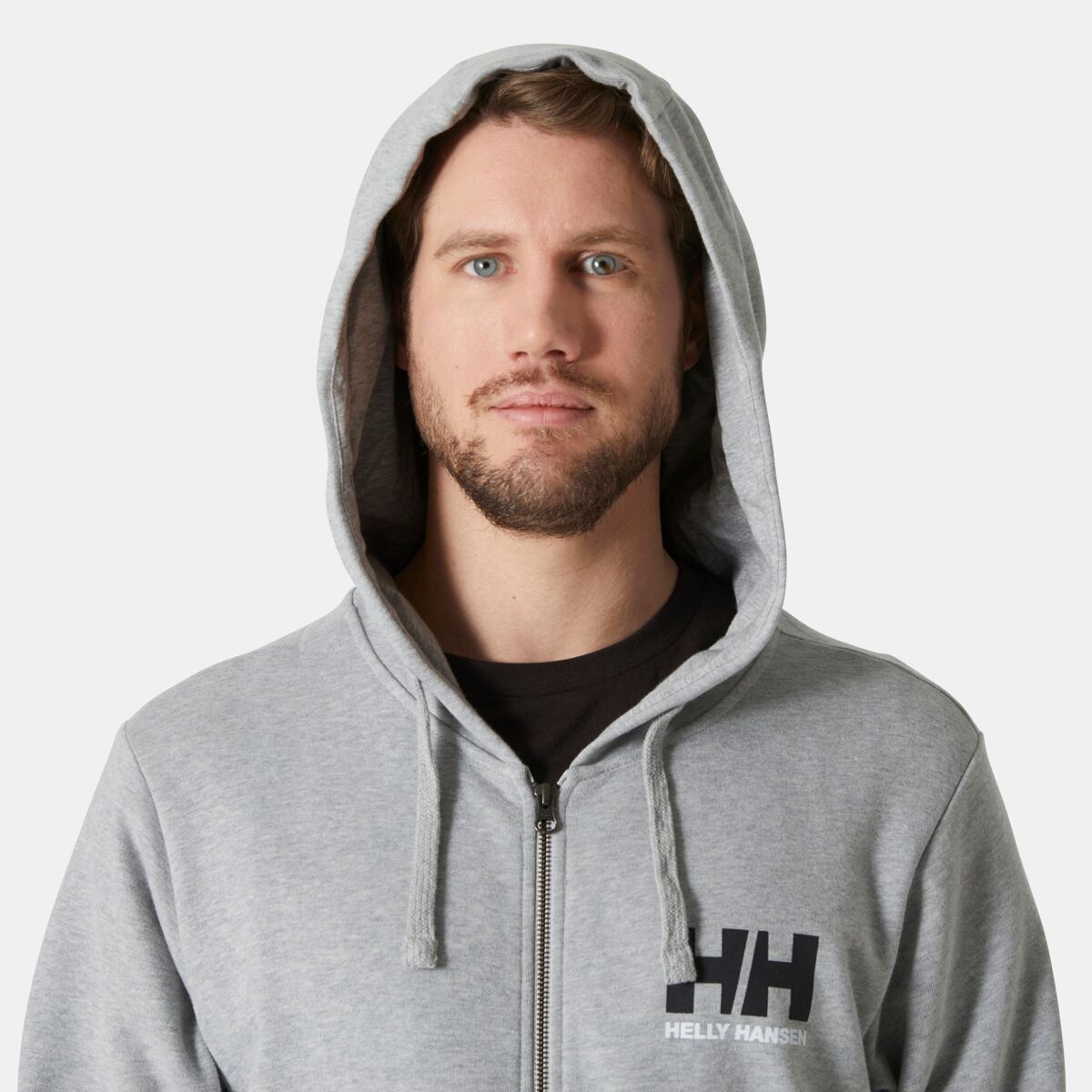 Мужское худи Helly Hansen Logo Full-Zip 2.0, цвет: Серый меланжевый — фото 4