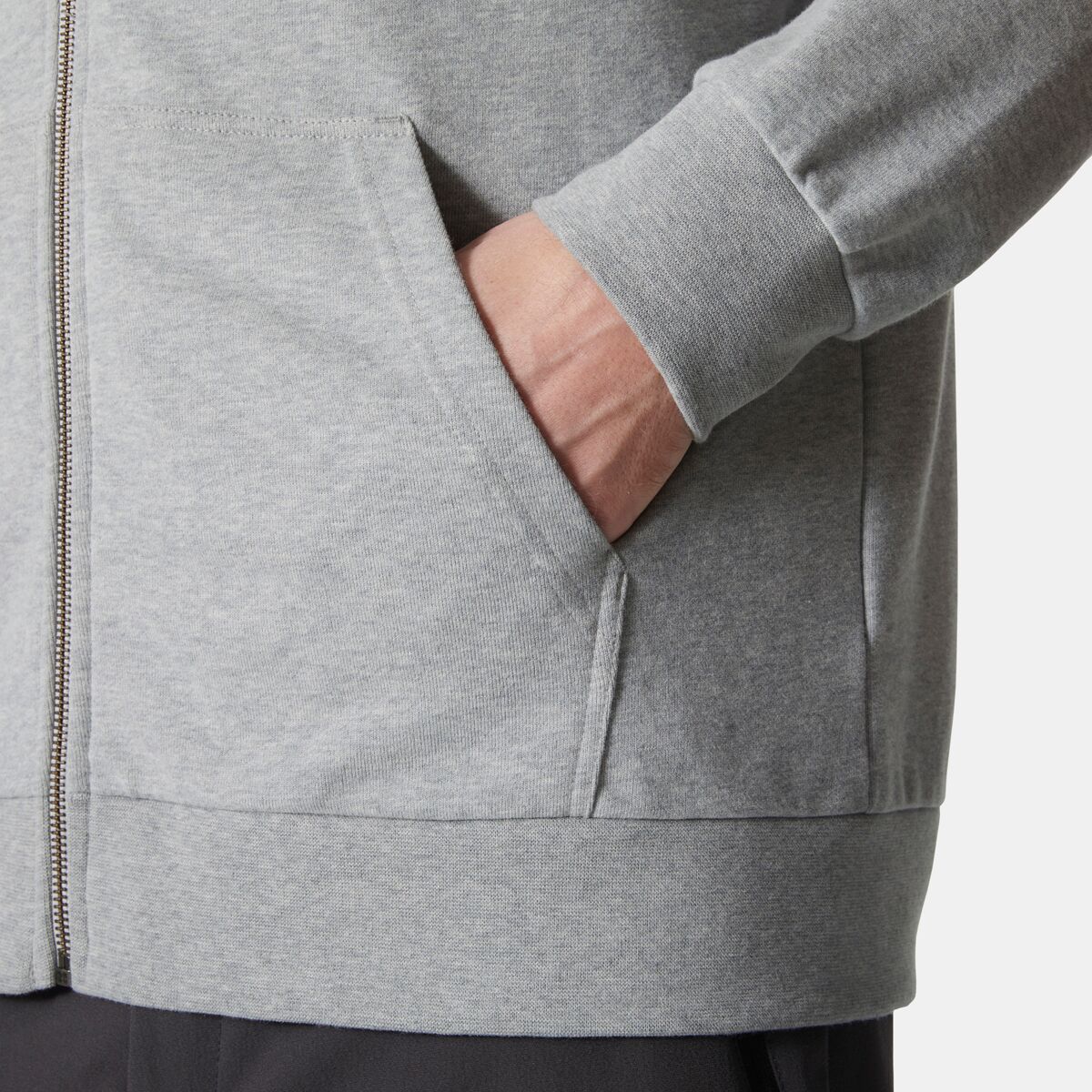 Мужское худи Helly Hansen Logo Full-Zip 2.0, цвет: Серый меланжевый — фото 5