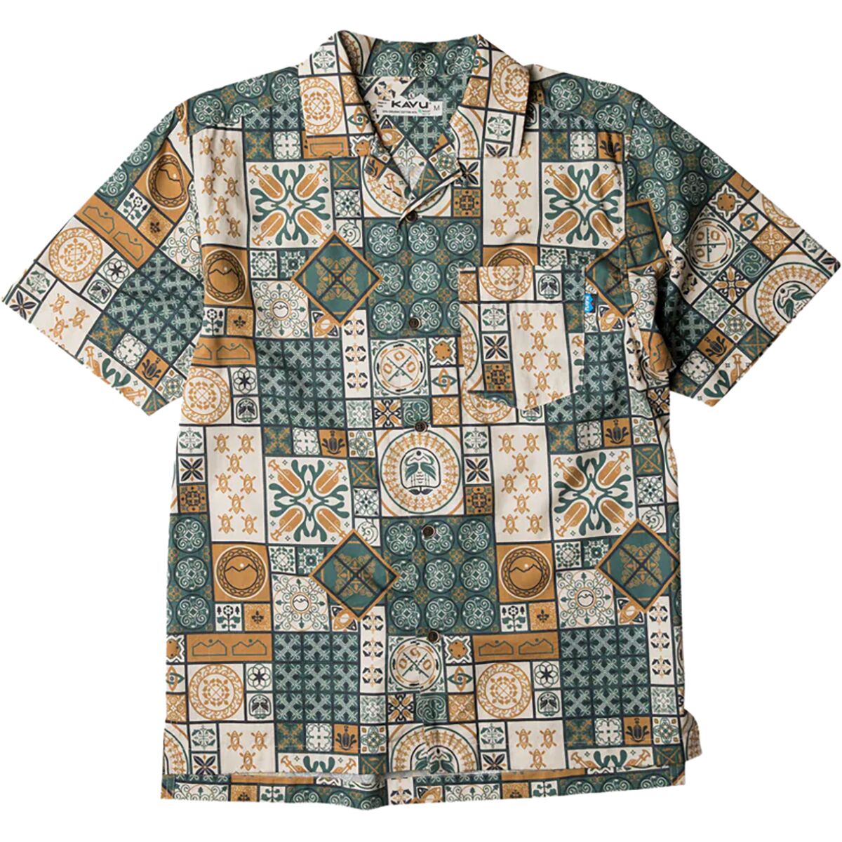 KAVU Men's Island Bound Short Sleeve Shirt - Sand Stripe