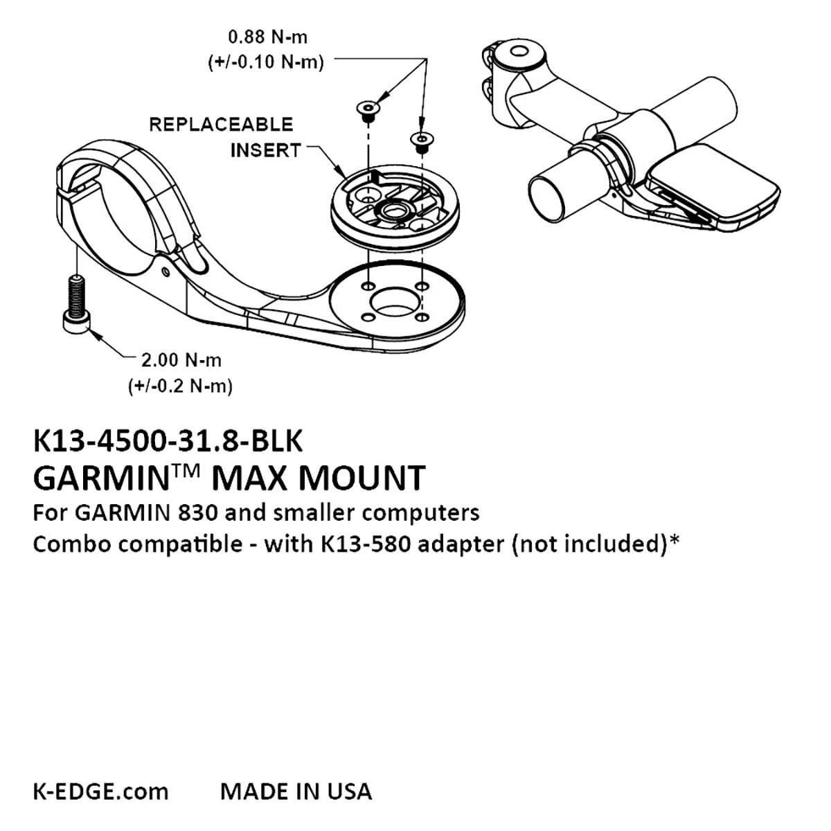 K-Edge Max Handlebar Garmin Computer Mount